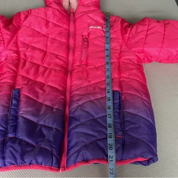 Eddie Bauer Girl's Reversible Pink and Purple Ombre Puffer Jacket Medium 10-12 - Picture 9 of 11